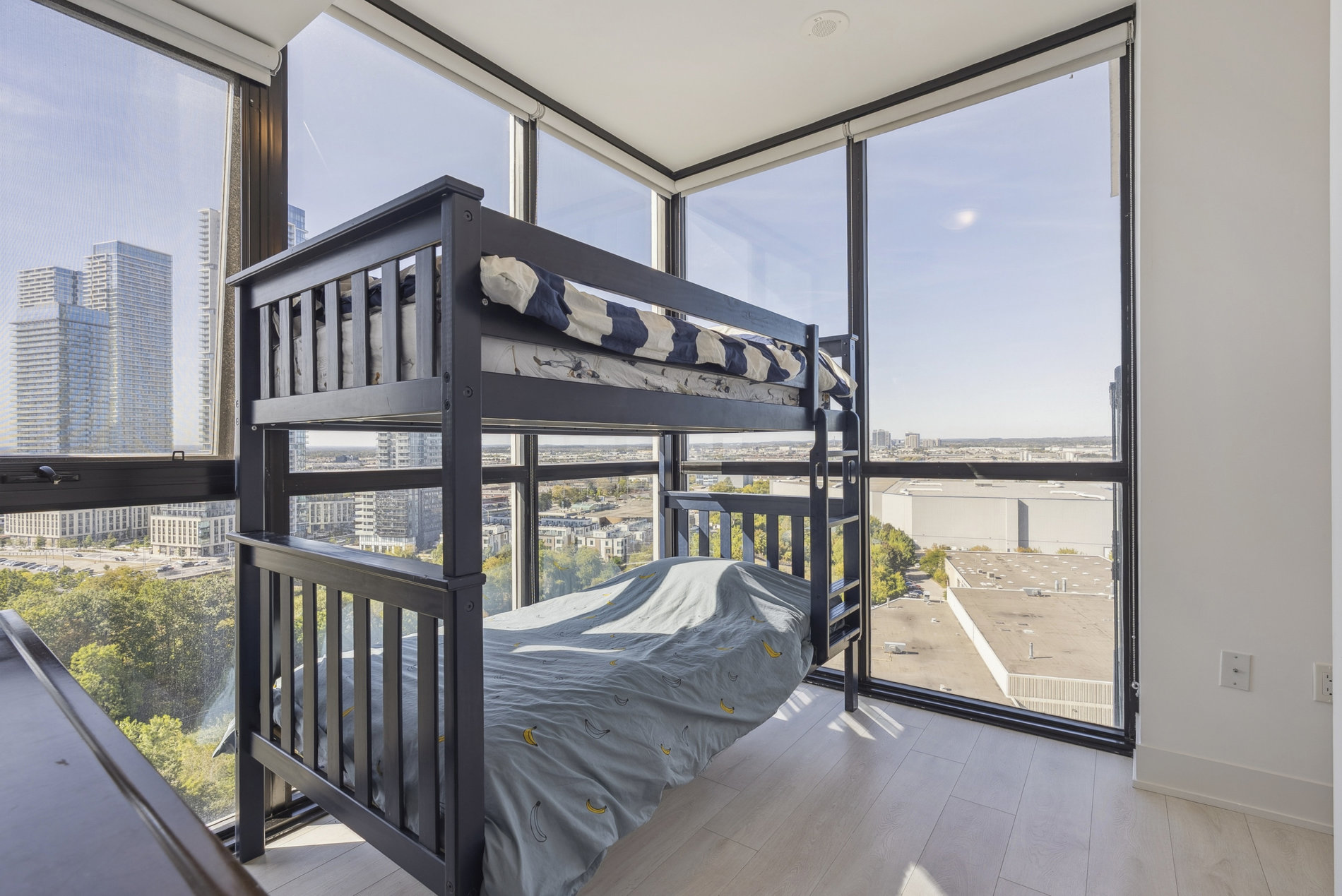 Corner second bedroom with panoramic windows