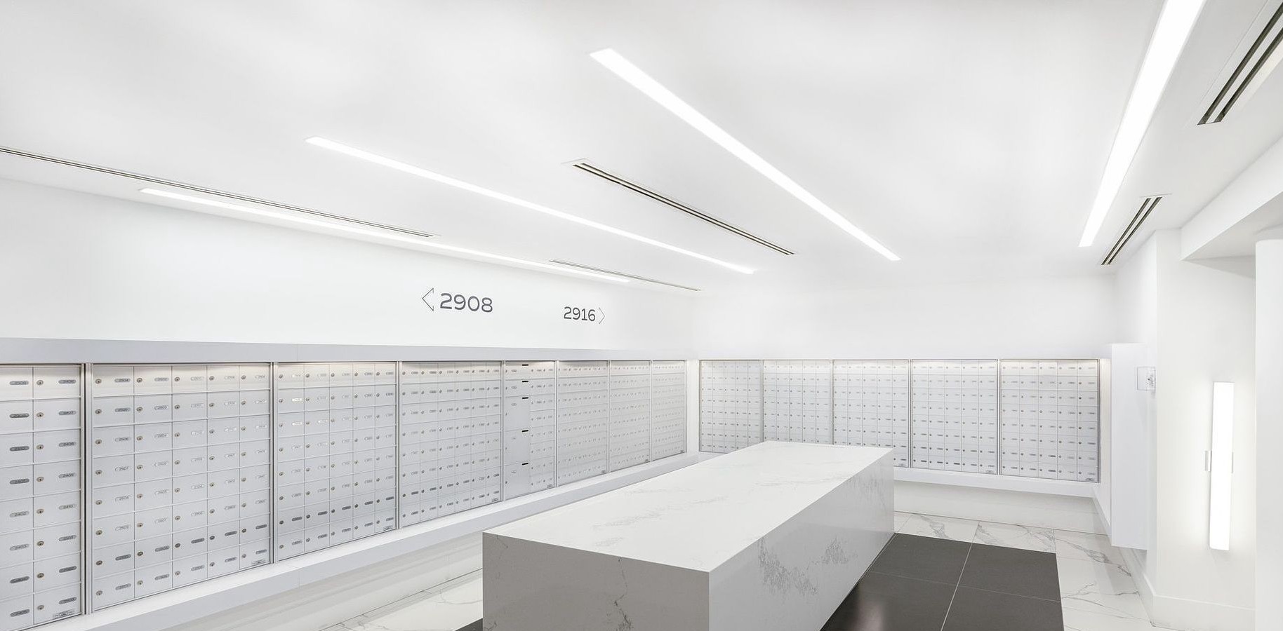 Modern mailroom and parcel area