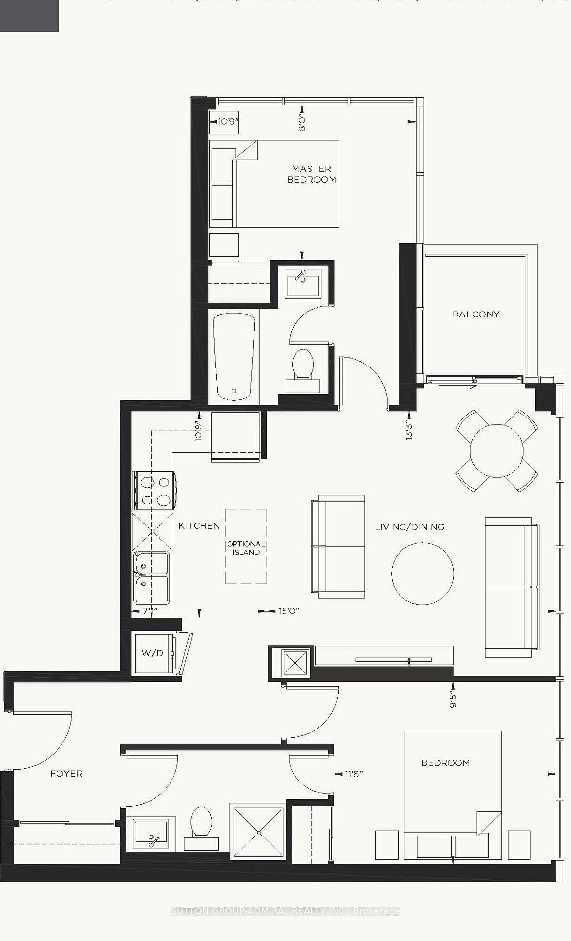 Floor plan — 811 sqft 2 Bed at Nord West